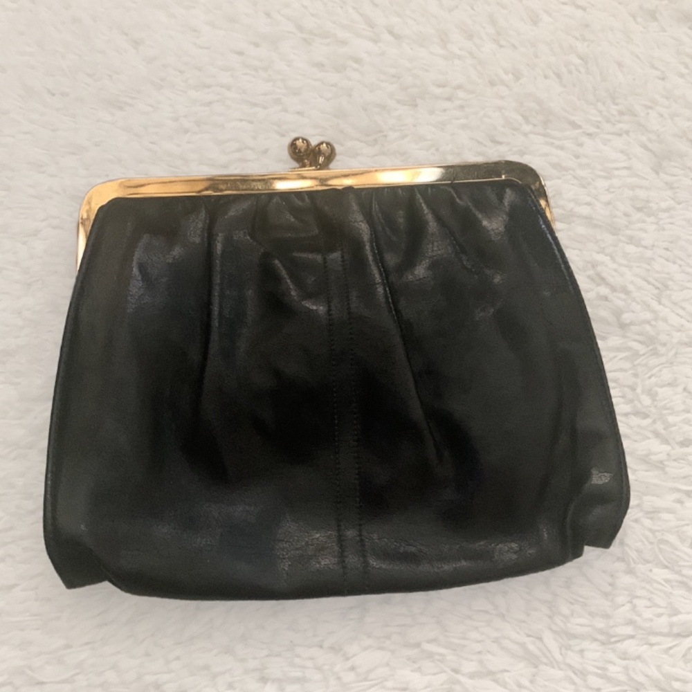 VINTAGE Navy Leather Clutch Purse - Picture 2 of 5